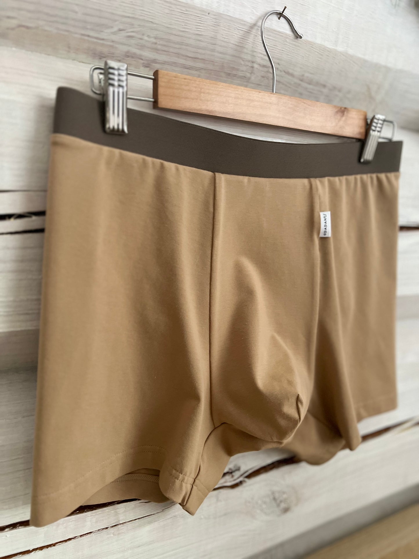 Organiskās kokvilnas vīriešu bokseršorti – Smilšu brūni