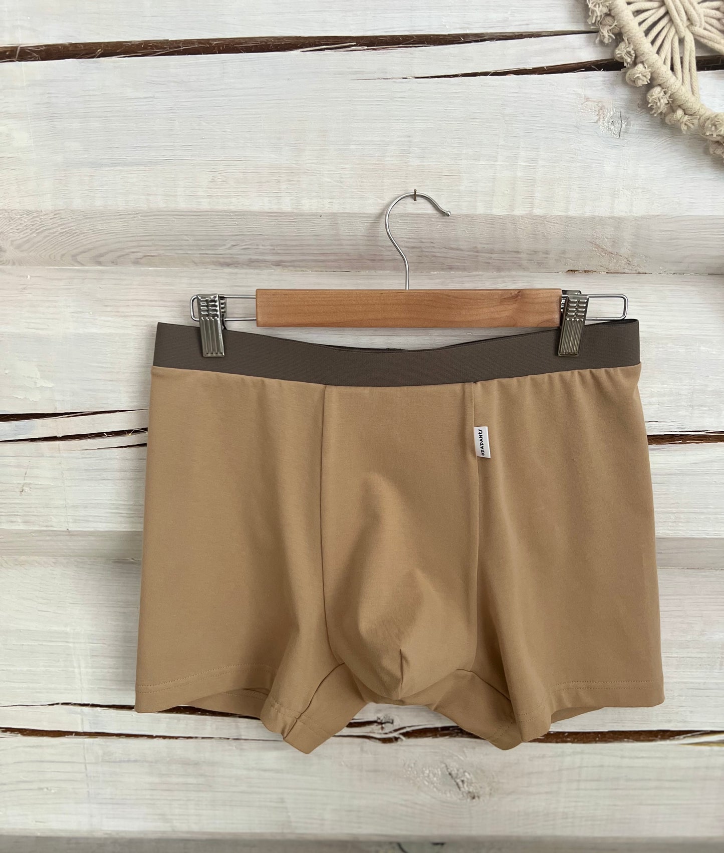 Organiskās kokvilnas vīriešu bokseršorti – Smilšu brūni