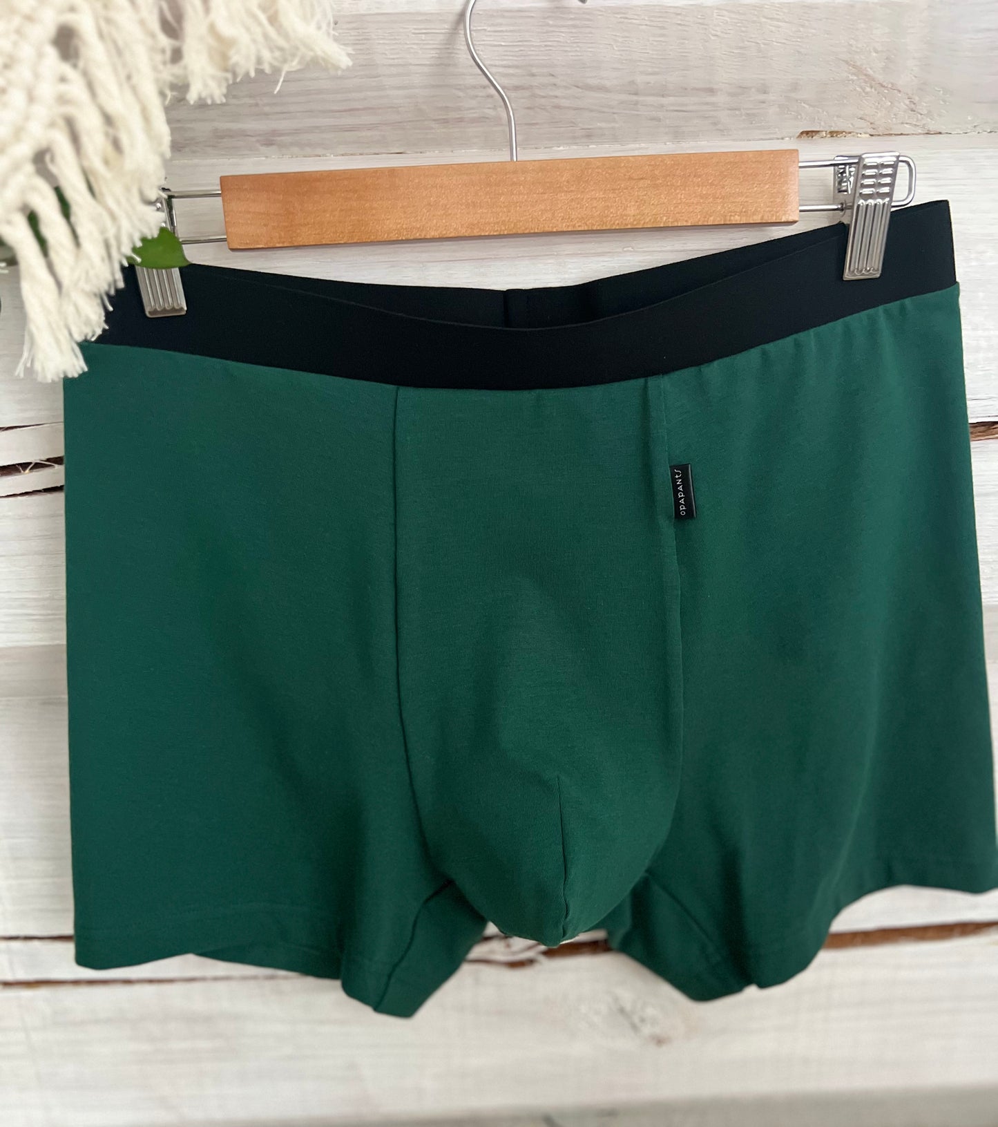 Organiskās kokvilnas vīriešu bokseršorti – Tumši zaļi