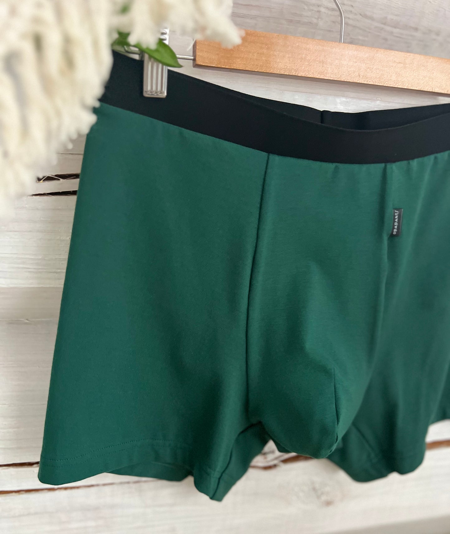 Organiskās kokvilnas vīriešu bokseršorti – Tumši zaļi